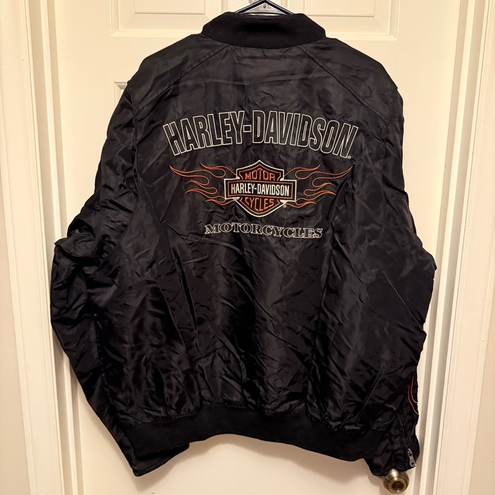 Harley-Davidson Black Nylon Bomber Jacket size XL - Picture 2 of 7